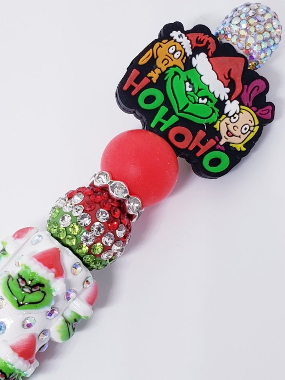 Handmade 3D Rhinestone Christmas Holiday Beaded Silicone Focal Bead Pen